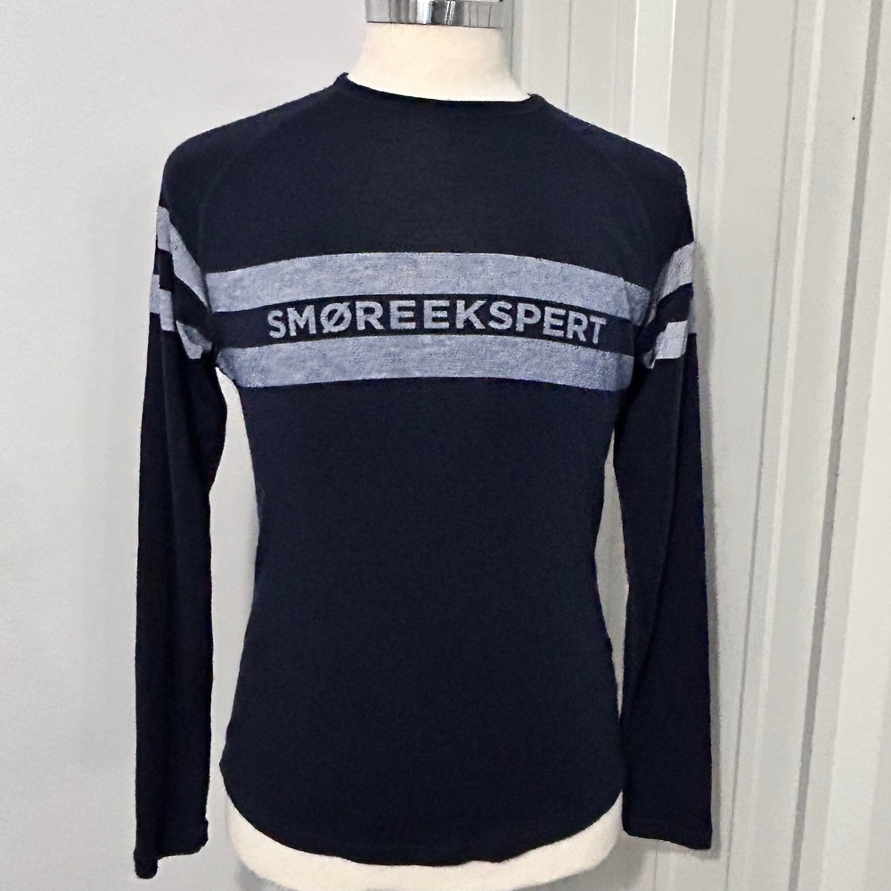 Moods of Norway Raglan Smøreekspert 100% Wool Long Sleeve Sweater Navy Ski  M